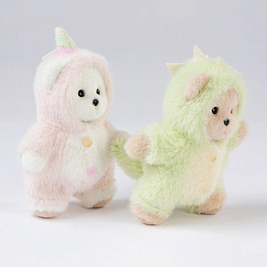 Медведь Lina TeddyTales, в костюмчике Розового единорога, белый, брелок, XS, 15 см